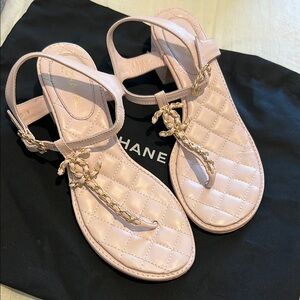 Chanel sandals shoes 40C pink gold